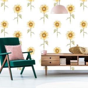 Papier Peint Tournesols Peints Vintage – Image 6