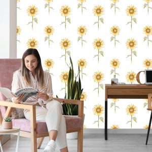 Papier Peint Tournesols Peints Vintage – Image 7