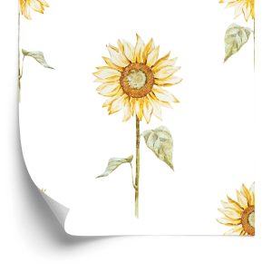 Papier Peint Tournesols Peints Vintage – Image 2
