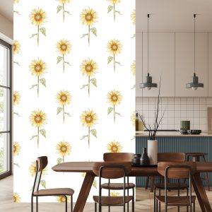 Papier Peint Tournesols Peints Vintage – Image 4