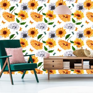 Papier Peint Tournesols Aux Papillons – Image 6