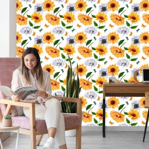 Papier Peint Tournesols Aux Papillons – Image 7
