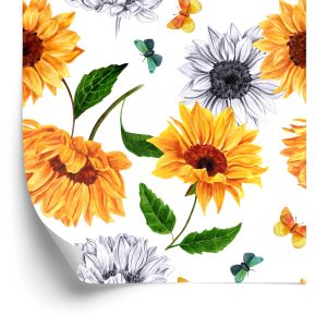 Papier Peint Tournesols Aux Papillons – Image 2