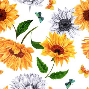 Papier Peint Tournesols Aux Papillons – Image 1