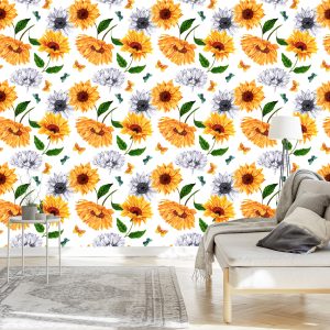 Papier Peint Tournesols Aux Papillons – Image 3