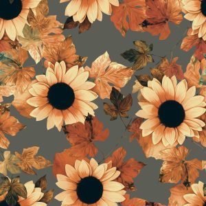 Papier Peint Tournesols Peints Avec Des Feuilles – Image 1