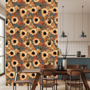 Papier Peint Tournesols Peints Avec Des Feuilles – Image 4