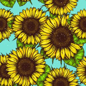Papier Peint Bouquet De Tournesol Rétro – Image 1