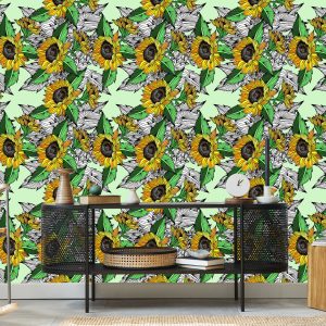 Papier Peint Tournesols Avec Des Plantes – Image 5