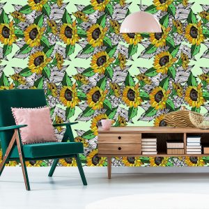 Papier Peint Tournesols Avec Des Plantes – Image 6