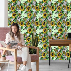 Papier Peint Tournesols Avec Des Plantes – Image 7