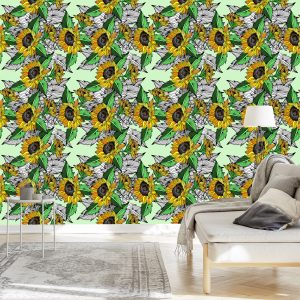 Papier Peint Tournesols Avec Des Plantes – Image 3