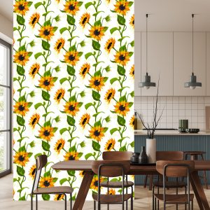 Papier Peint Grands Tournesols Avec Feuilles – Image 4