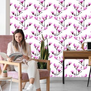 Papier Peint Fleurs De Magnolia Rose – Image 7
