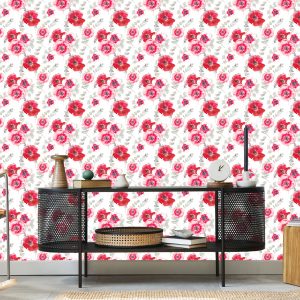 Papier Peint Coquelicots Vintage Avec Des Feuilles – Image 5