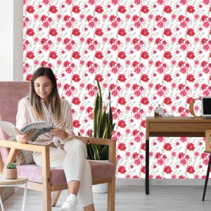 Papier Peint Coquelicots Vintage Avec Des Feuilles – Image 7