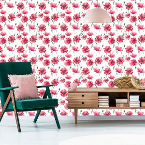 Papier Peint Coquelicots Peints Avec Des Feuilles – Image 6