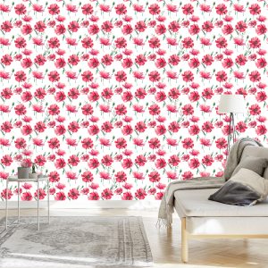 Papier Peint Coquelicots Peints Avec Des Feuilles – Image 3