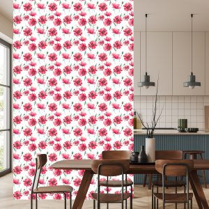 Papier Peint Coquelicots Peints Avec Des Feuilles – Image 4