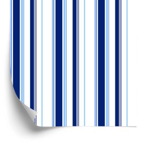 Papier Peint Bleu - Rayures Verticales Blanches – Image 2