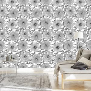 Papier Peint Coquelicots Noirs Et Blancs – Image 3