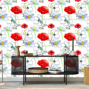 Papier Peint Coquelicots Et Marguerites – Image 5