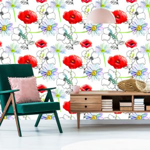 Papier Peint Coquelicots Et Marguerites – Image 6
