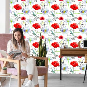 Papier Peint Coquelicots Et Marguerites – Image 7