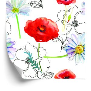 Papier Peint Coquelicots Et Marguerites – Image 2