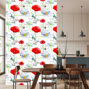 Papier Peint Coquelicots Et Marguerites – Image 4