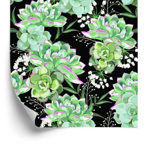 Papier Peint Fleurs Avec Cactus – Image 2