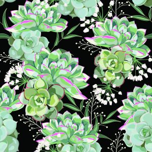 Papier Peint Fleurs Avec Cactus – Image 1