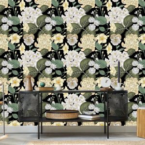 Papier Peint Fleurs De Jardin Avec Des Feuilles – Image 5