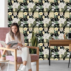 Papier Peint Fleurs De Jardin Avec Des Feuilles – Image 7