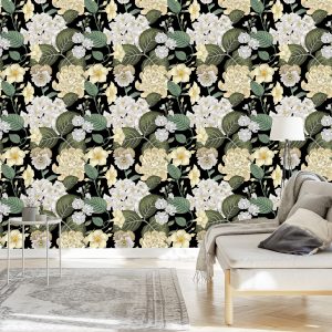 Papier Peint Fleurs De Jardin Avec Des Feuilles – Image 3