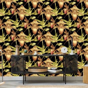 Papier Peint Fleurs Tropicales Avec Des Feuilles – Image 5