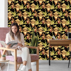 Papier Peint Fleurs Tropicales Avec Des Feuilles – Image 7
