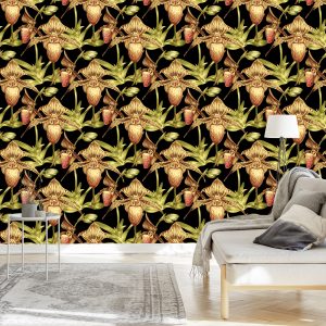 Papier Peint Fleurs Tropicales Avec Des Feuilles – Image 3