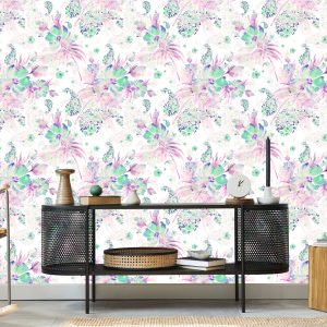 Papier Peint Fleurs, Plantes, Feuilles Pastel – Image 5