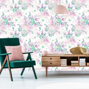 Papier Peint Fleurs, Plantes, Feuilles Pastel – Image 6