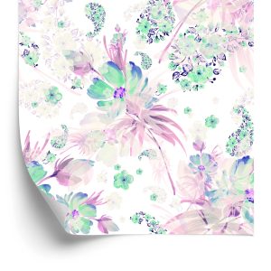 Papier Peint Fleurs, Plantes, Feuilles Pastel – Image 2