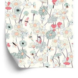 Papier Peint Fleurs Sauvages Avec Des Papillons – Image 2