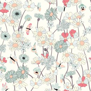 Papier Peint Fleurs Sauvages Avec Des Papillons – Image 1