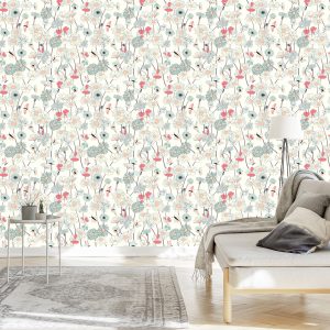 Papier Peint Fleurs Sauvages Avec Des Papillons – Image 3