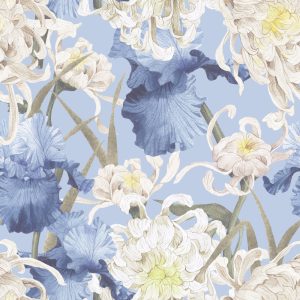 Papier Peint Chrysanthèmes Et Iris – Image 1