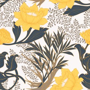 Papier Peint Chrysanthèmes Et Pivoines – Image 1