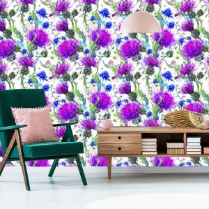 Papier Peint Pour Salle À Manger, Fleurs, Plantes, Feuilles, Libellule, Prairie – Image 6