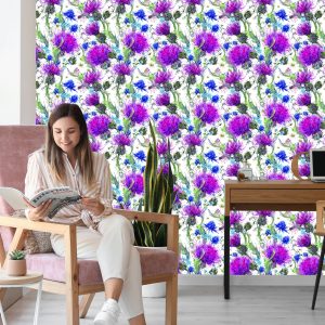 Papier Peint Pour Salle À Manger, Fleurs, Plantes, Feuilles, Libellule, Prairie – Image 7