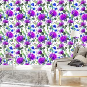 Papier Peint Pour Salle À Manger, Fleurs, Plantes, Feuilles, Libellule, Prairie – Image 3
