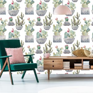 Papier Peint Cactus Avec Des Fleurs – Image 6